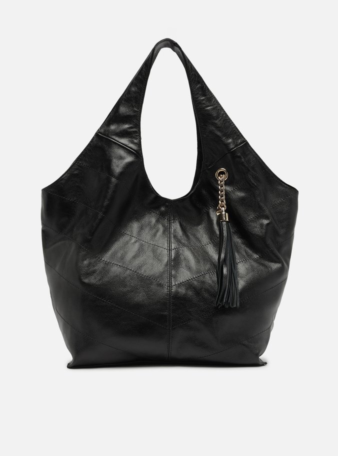 Bolsa Hobo Preta Couro Grande Barbicacho