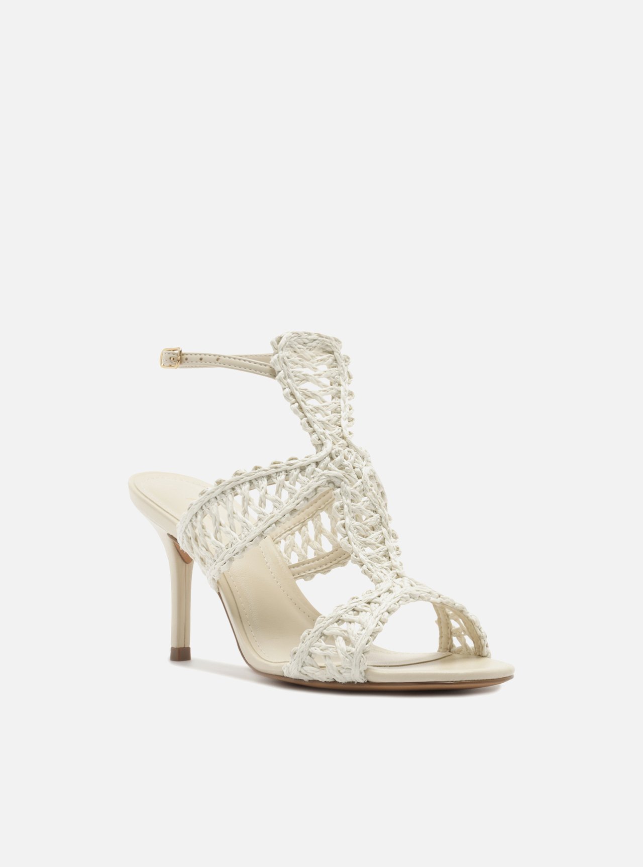 Sandália Off-White Salto Fino Tiras Bordadas — foto 2