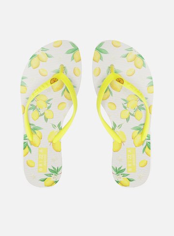 Chinelo de Dedo Amarelo Estampado Limão