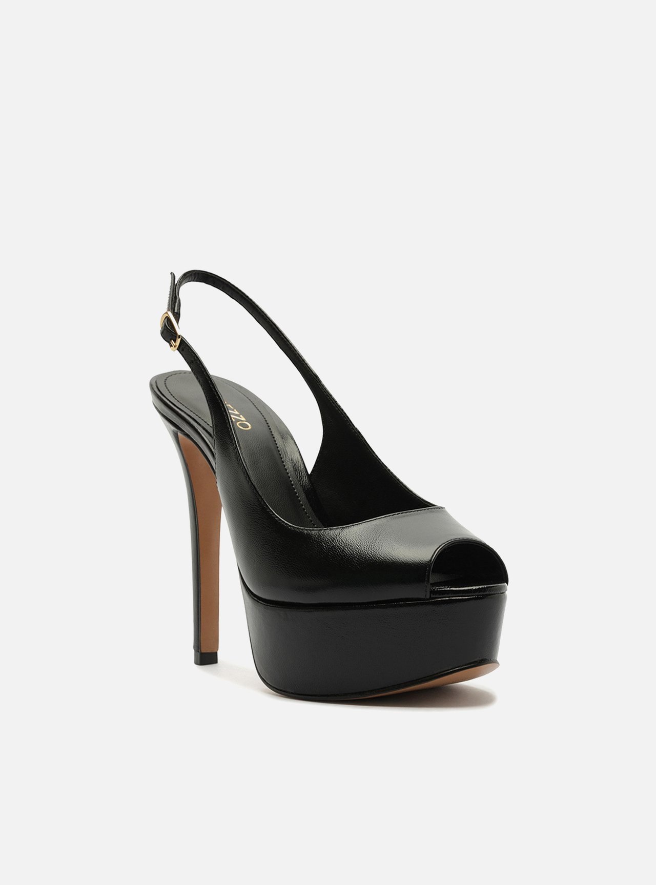 Scarpin Preto Couro Meia Pata Slingback — foto 2