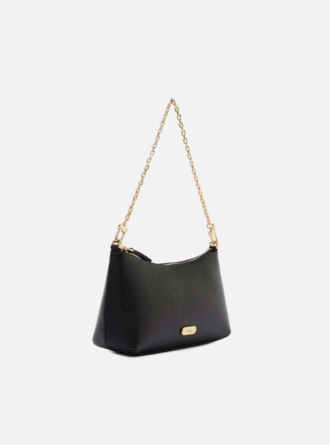 Bolsa Tiracolo Preta Couro Pequena Corrente