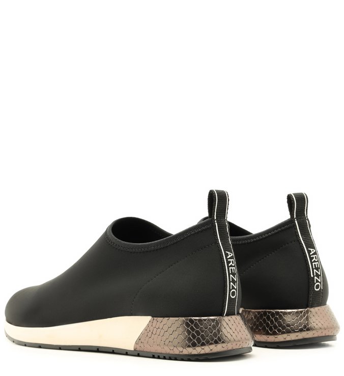 Tênis Slip On Estilo Esportivo Preto Fibra  Elástica