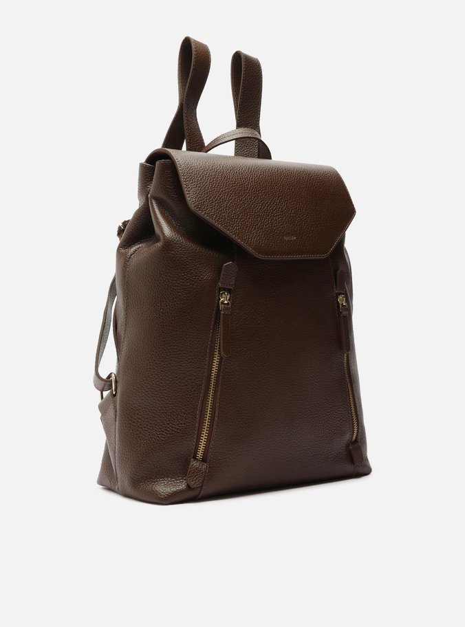 Mochila Marrom Intense Couro Grande Bolsos
