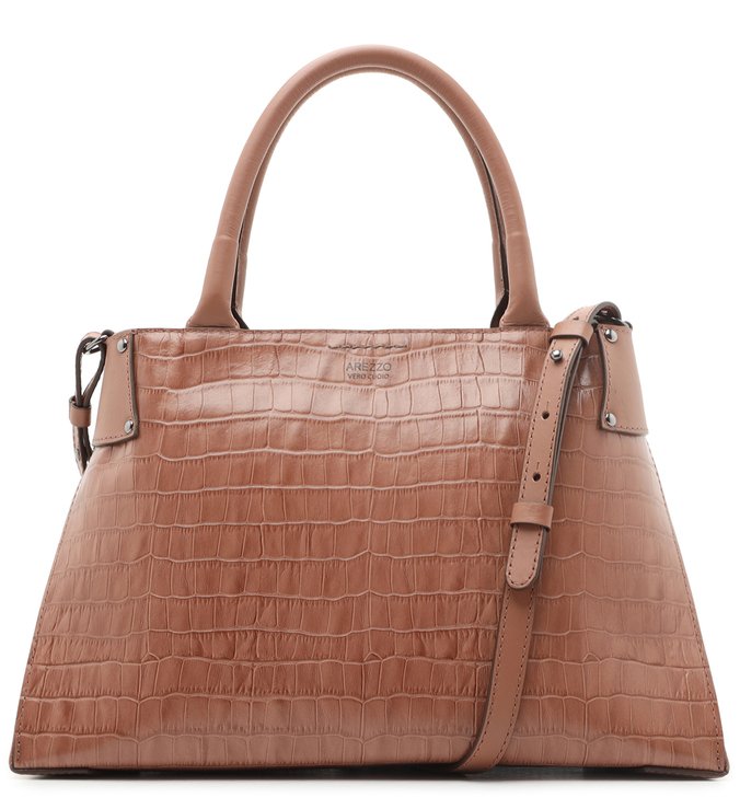 Bolsa Tote Rosa Croco Roberta Grande Rosa Matte