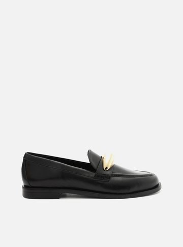 Mocassim Preto Couro Metal Bold Silvia Braz