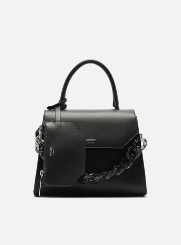 Arezzo — Bolsa Satchel Preta Iara Média Translúcida