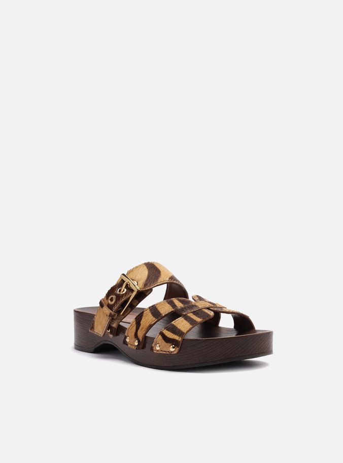 Sandália Clog Animal Print Flatform Lauren