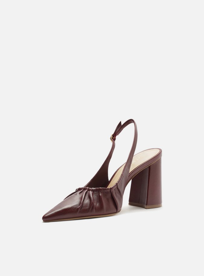 Scarpin Vermelho Couro Salto Alto Slingback