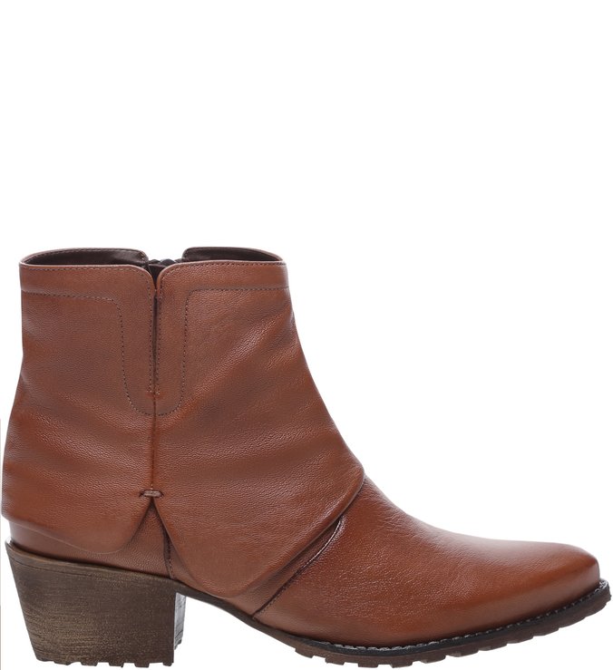 Bota Couro Salto Baixo Toast Brown