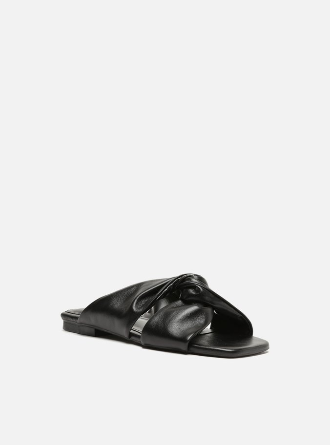Rasteira Preta Tiras Largas Flats