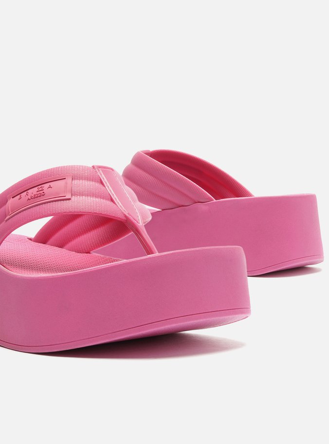 Sandália Rosa Flatform Tiras Brizza