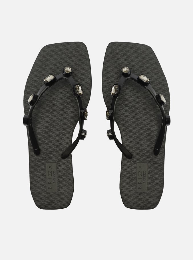 Chinelo de Dedo Preto Square Diamond