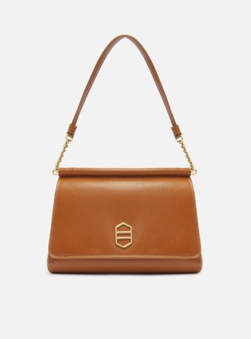 Bolsa Tiracolo Marrom Couro Média Alça Curta