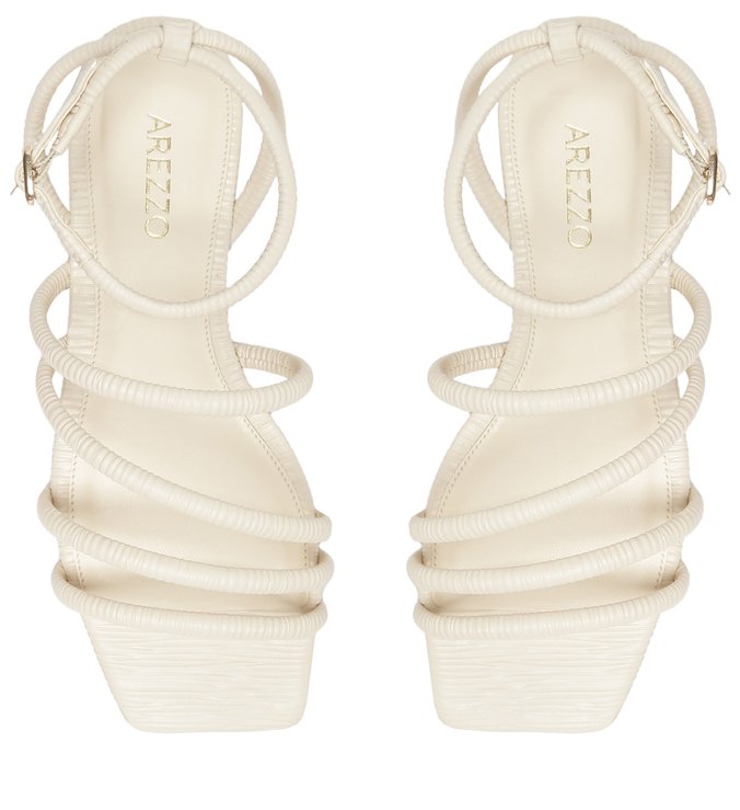 Sandália Rasteira Off-White Couro Flat