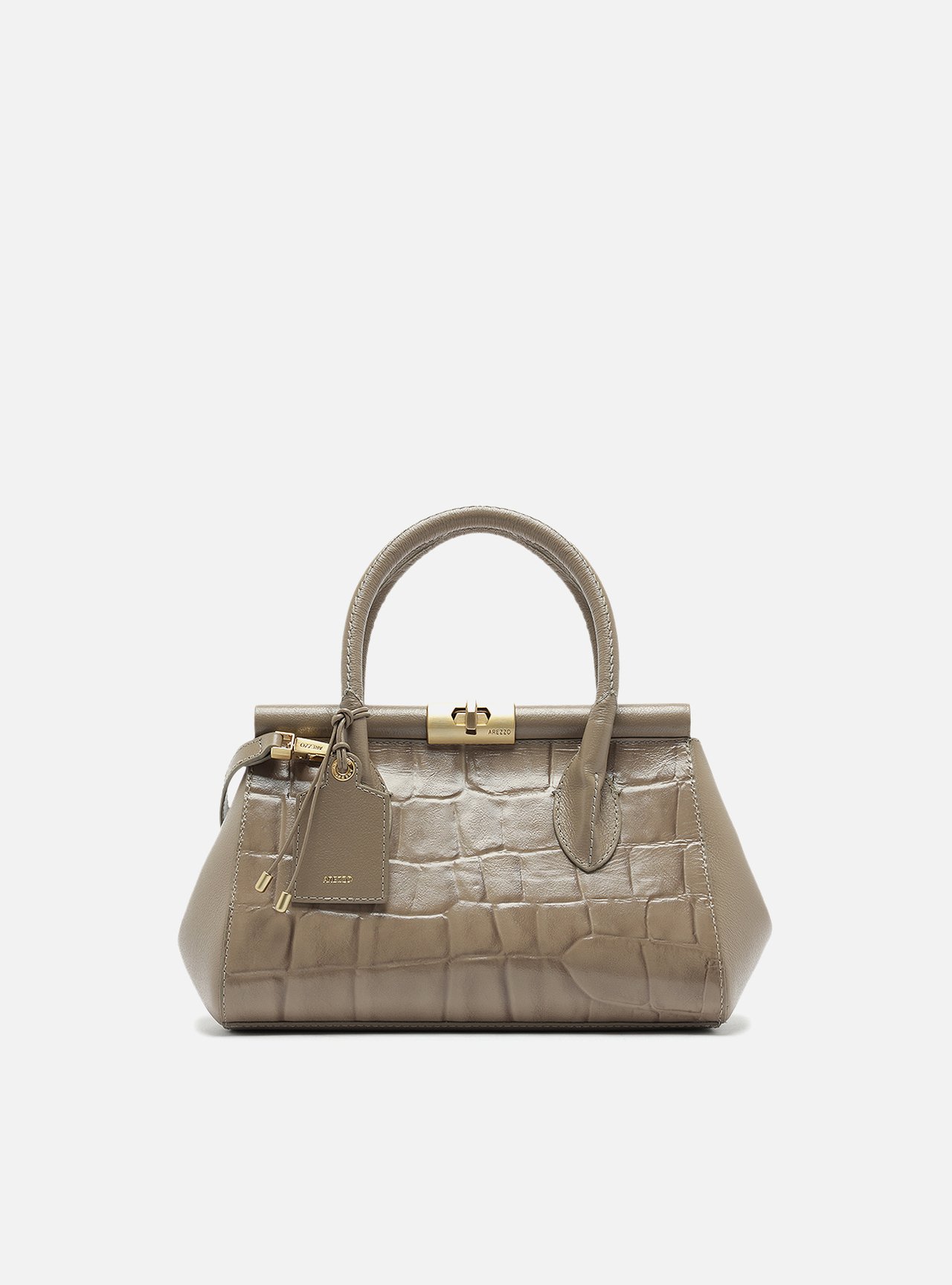 Bolsa Tote Cinza Couro Maxi Croco Média — foto 1