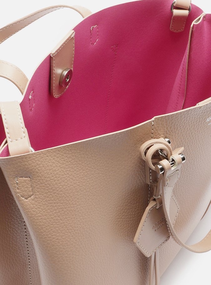Bolsa Tote Bege Grande Bag Charm Hexágono