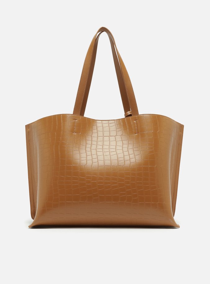Bolsa Shopping Marrom Croco Valentina Grande