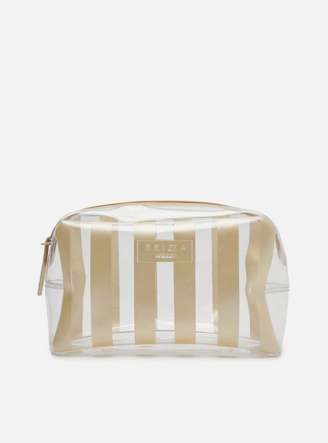 Necessaire Dourada Listras Vinil Brizza