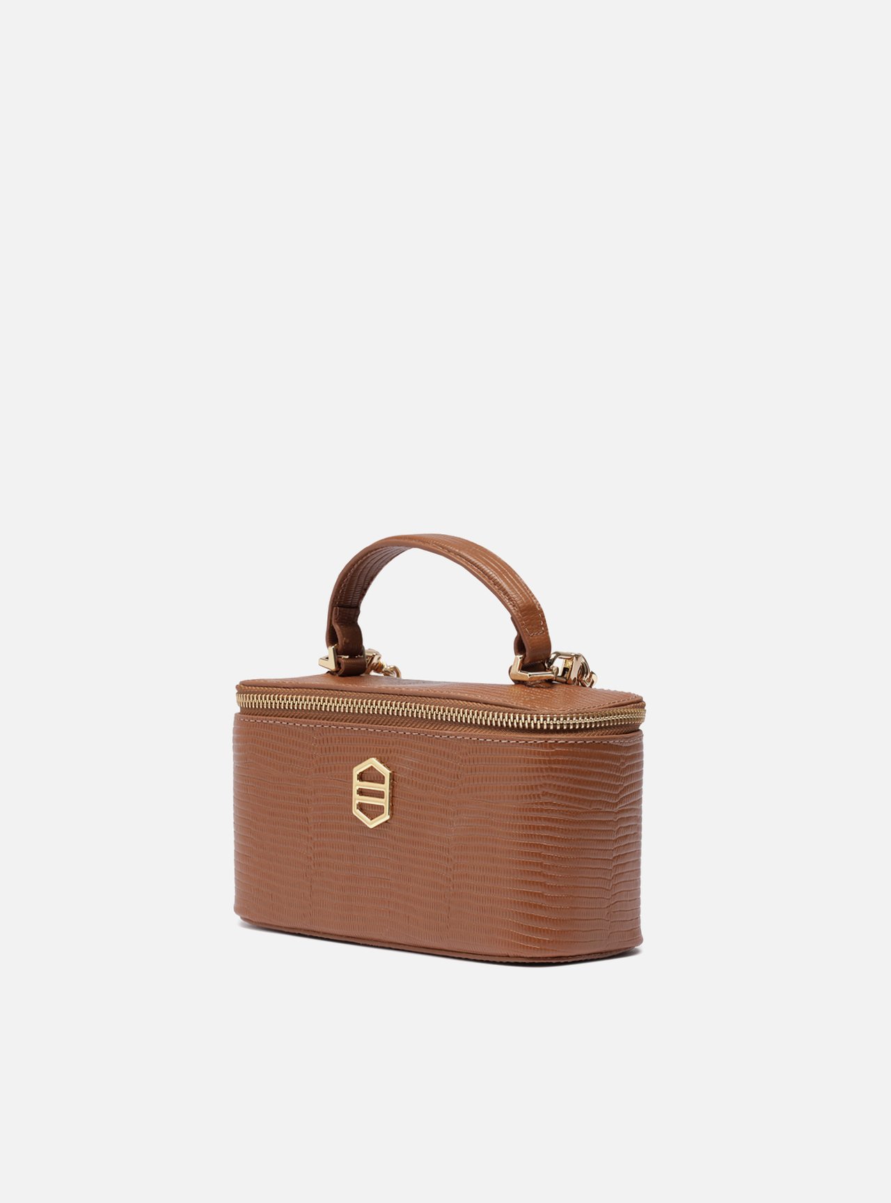 Bolsa Tiracolo Marrom Couro Pequena Croco Corrente — foto 2