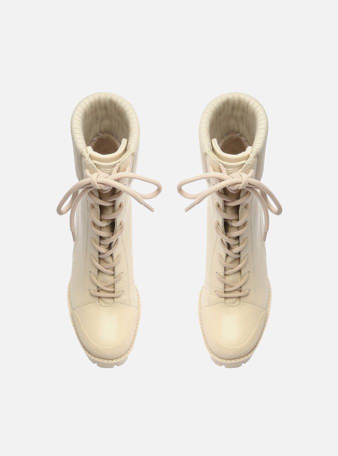 Coturno Off-White Couro Alto Tratorado Lizza 