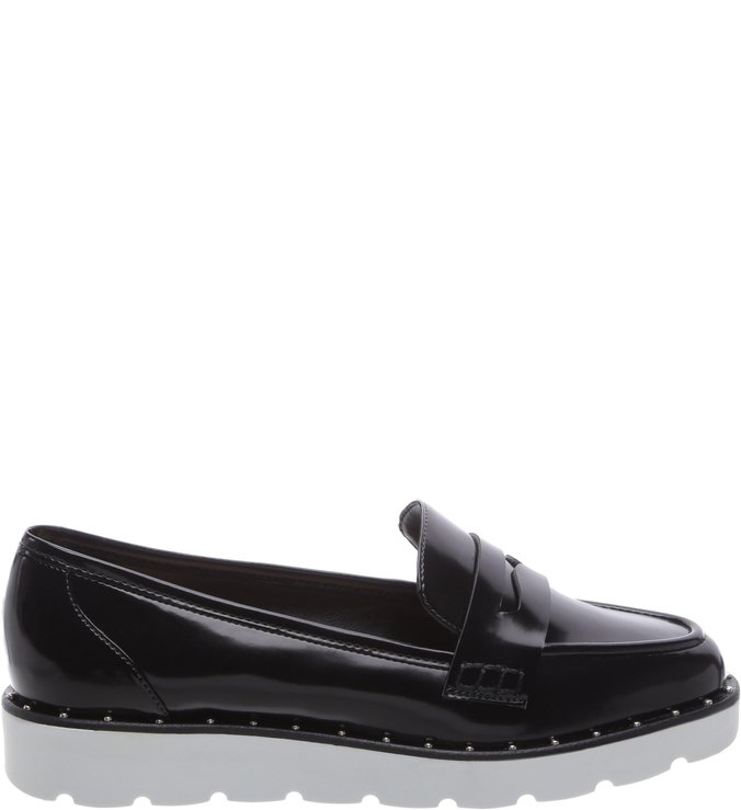 Mocassim Preto Flatform Sola Branca