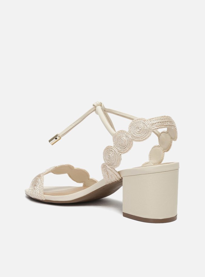 Sandália Off-White Bloco Tiras Bordadas