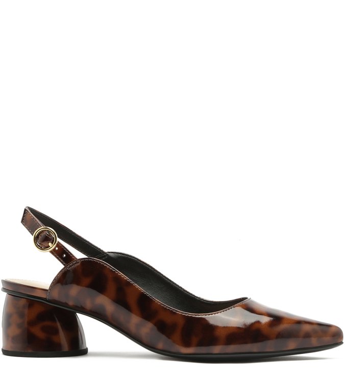 Scarpin Sofia Salto Bloco Slingback Turtle