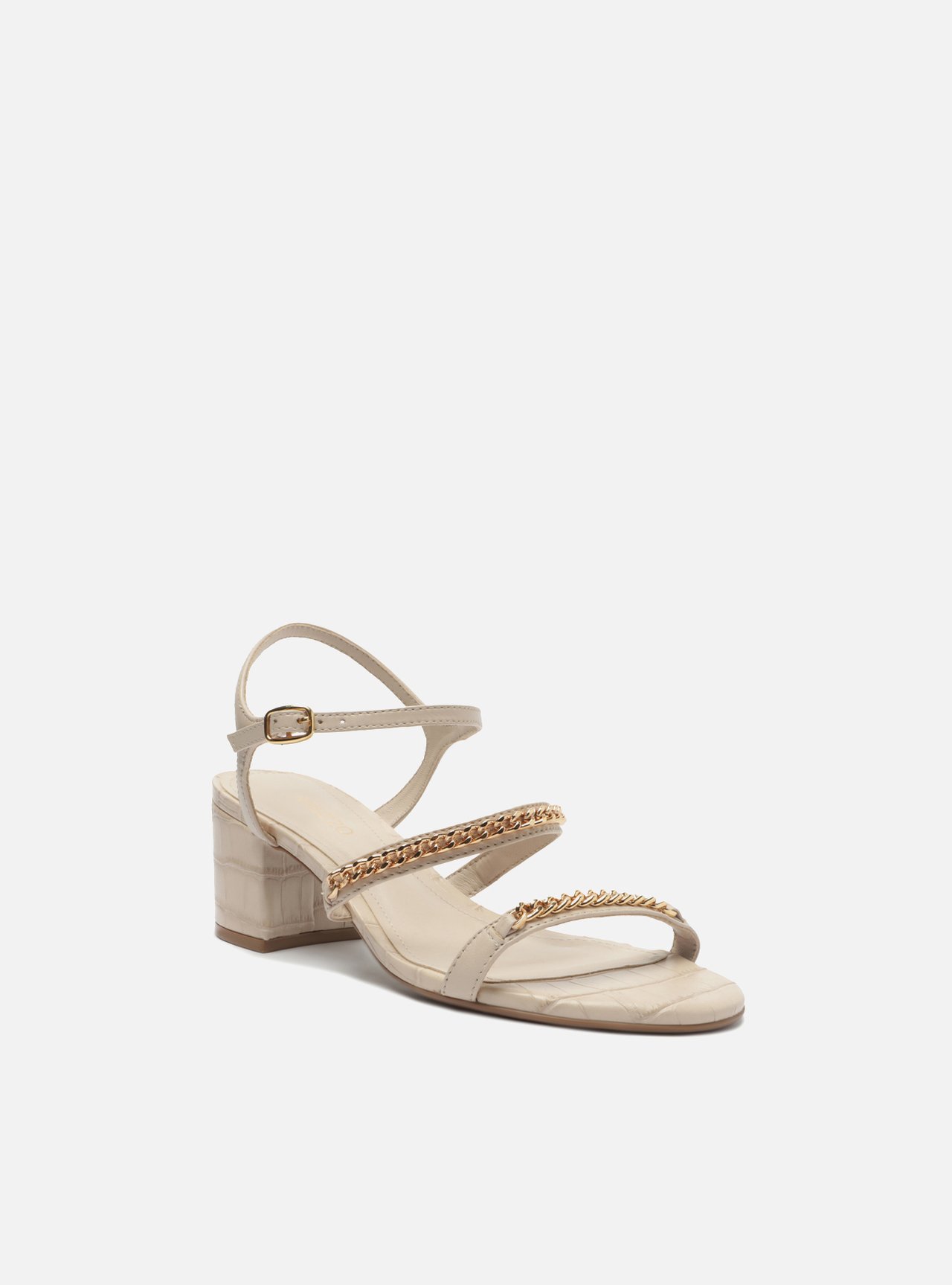 Sandália Off-White Croco Salto Médio Tiras Corrente — foto 2