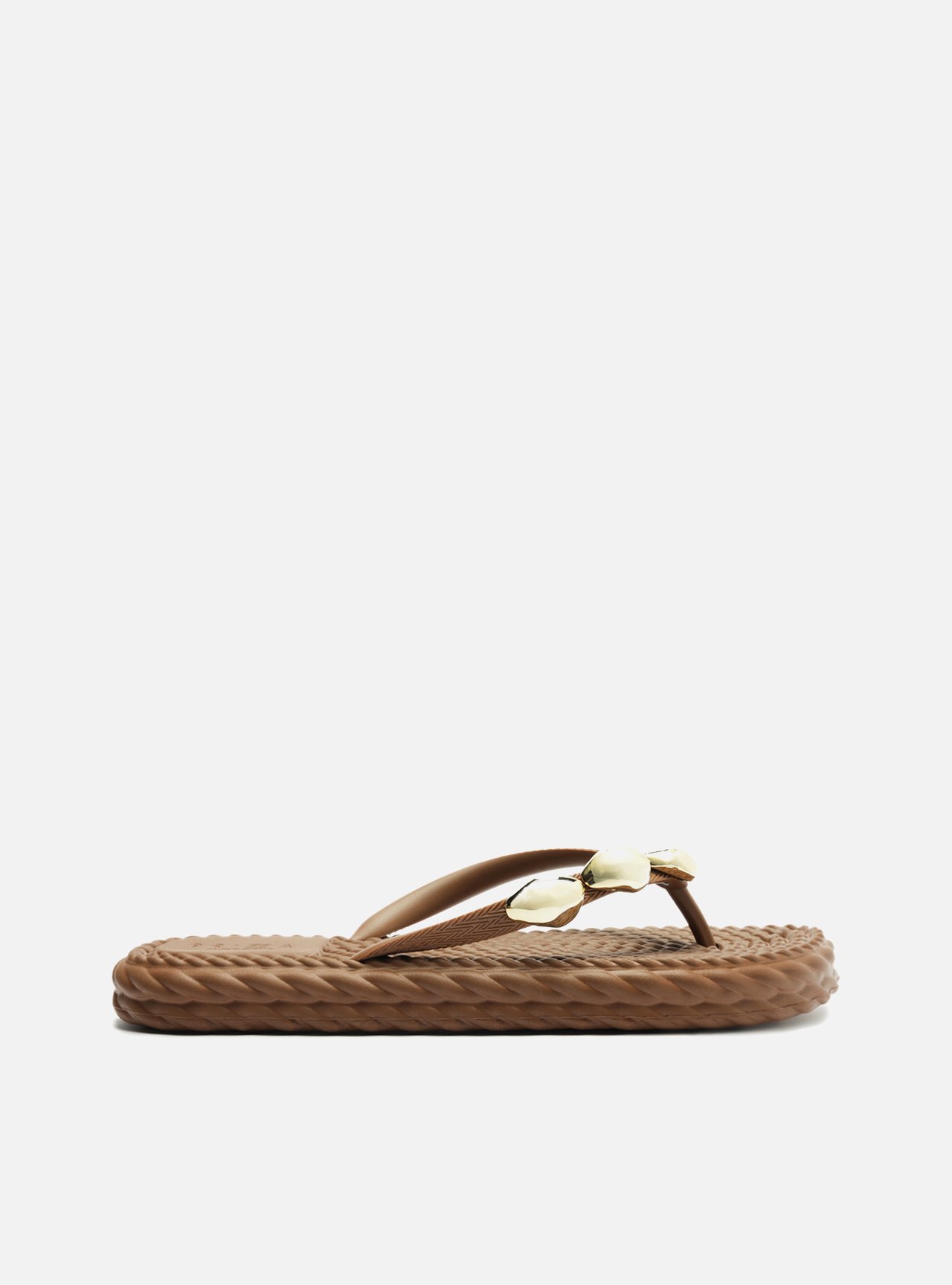 Chinelo de Dedo Marrom Marrocos Flip Flop Metal — foto 1