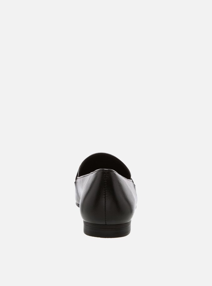 Mocassim Couro Rasteiro Fivela Preto