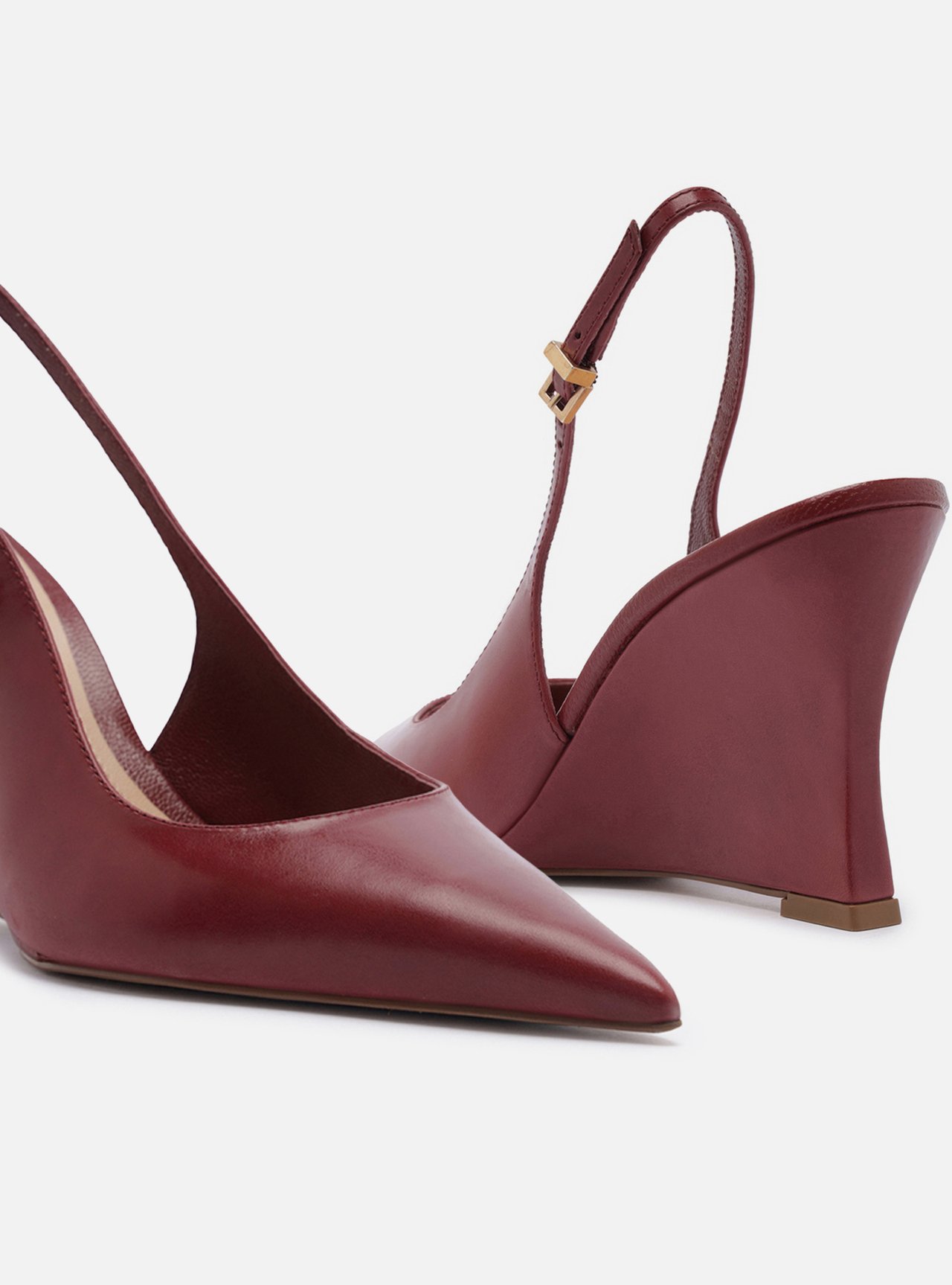 Scarpin Bordô Couro Salto Alto Anabela Slingback — foto 4