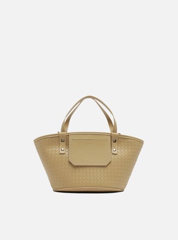 Bolsa Tote Bege Tressê Média Bolso Frontal