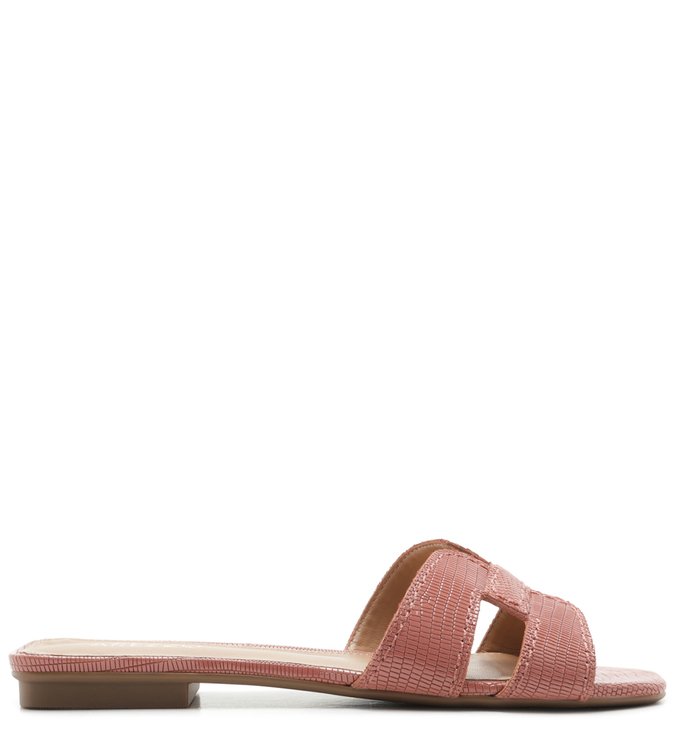 Rasteira Lizard Bico Quadrado Tira H Lady Blush