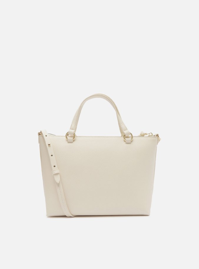 Bolsa Tote Branca Média Bolso Frontal Zíper