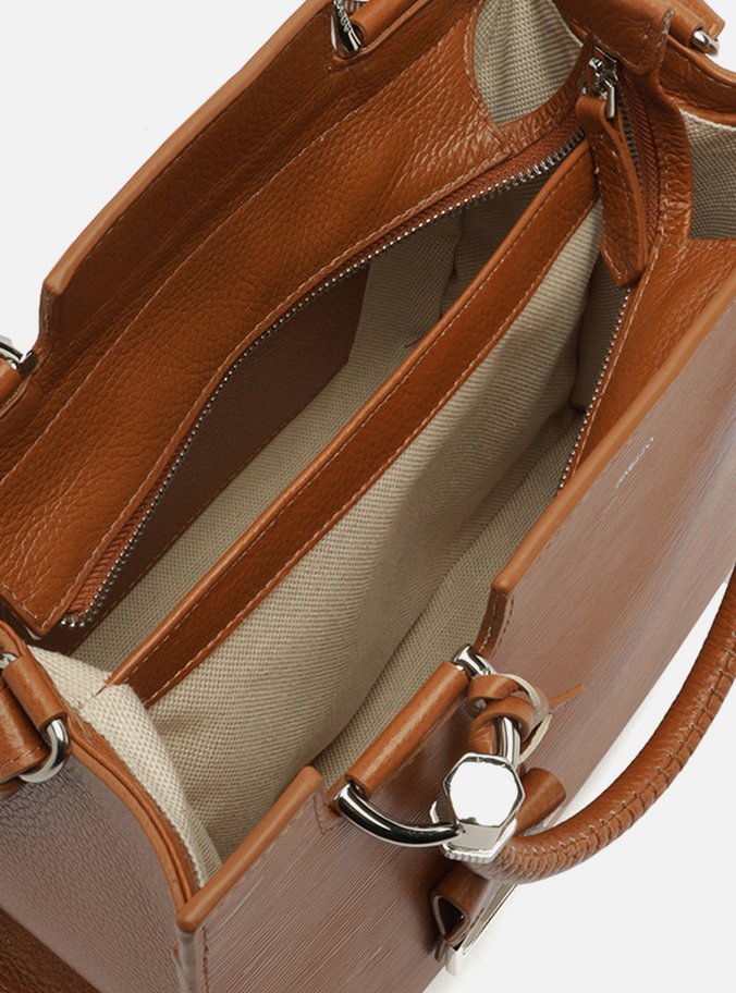 Bolsa Tote Marrom Cúrcuma Couro Abraccio Grande