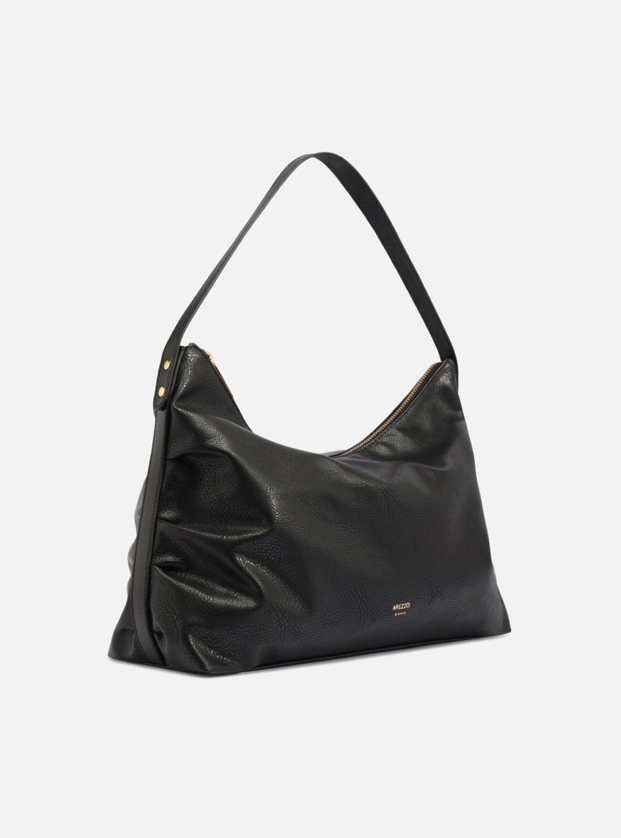 Bolsa Hobo Preta Grande Franzida — foto 5