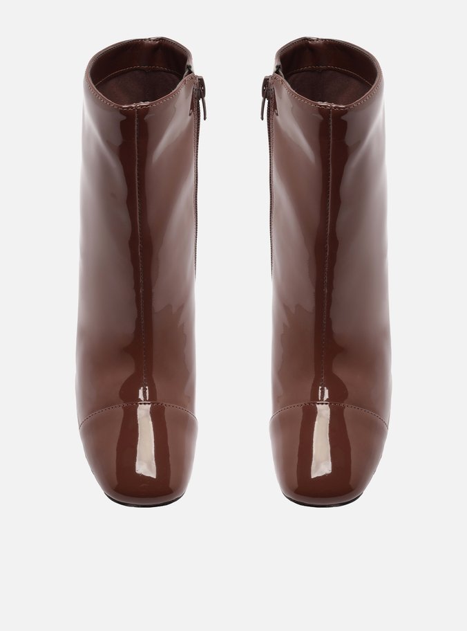 Bota Marrom Verniz Salto Alto