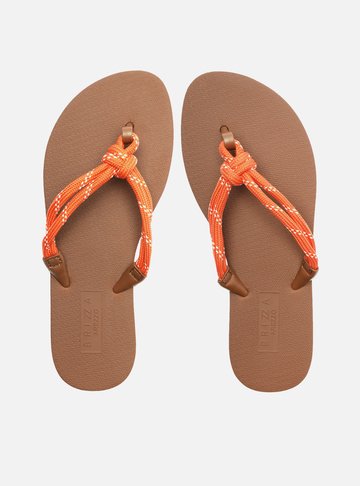 Chinelo de Dedo Marrom Essential Cordão Laranja