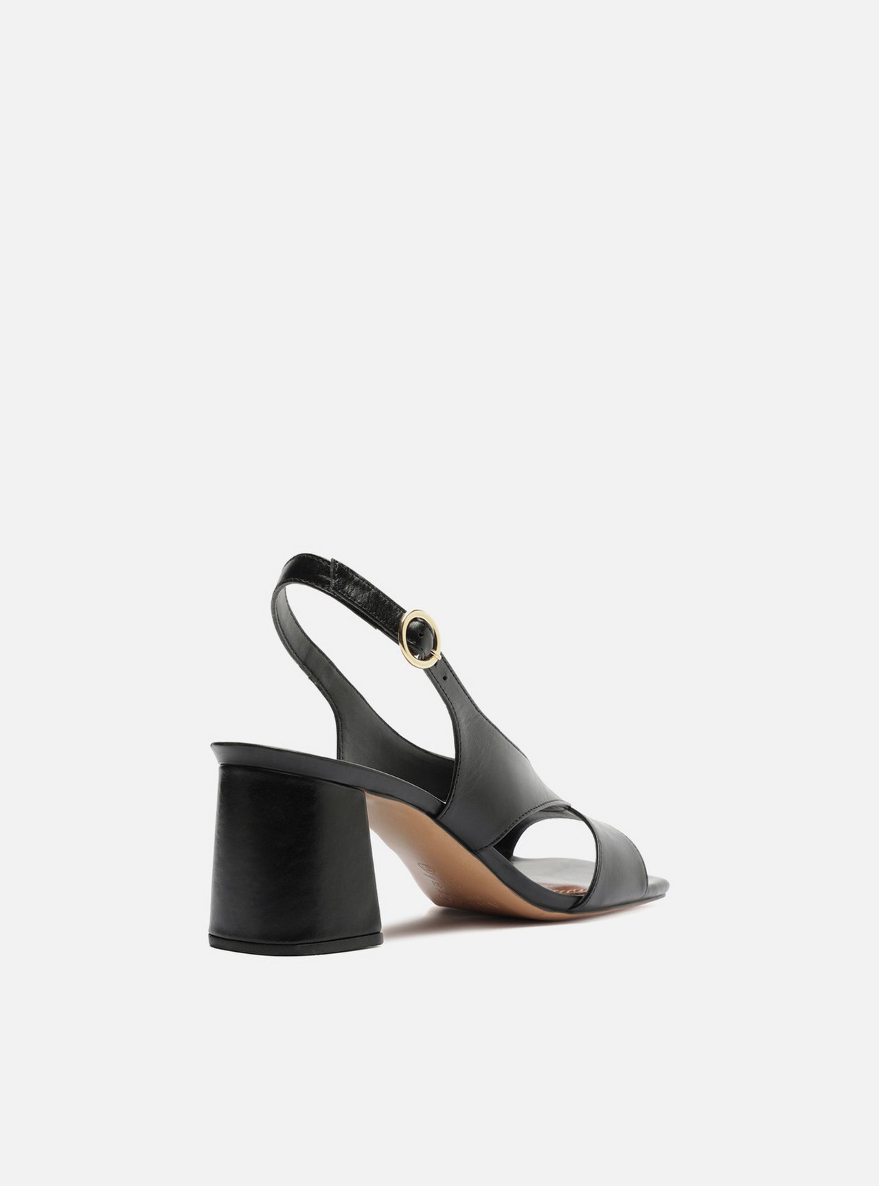 Sandália Preta Couro Salto Bloco Slingback Tiras — foto 3