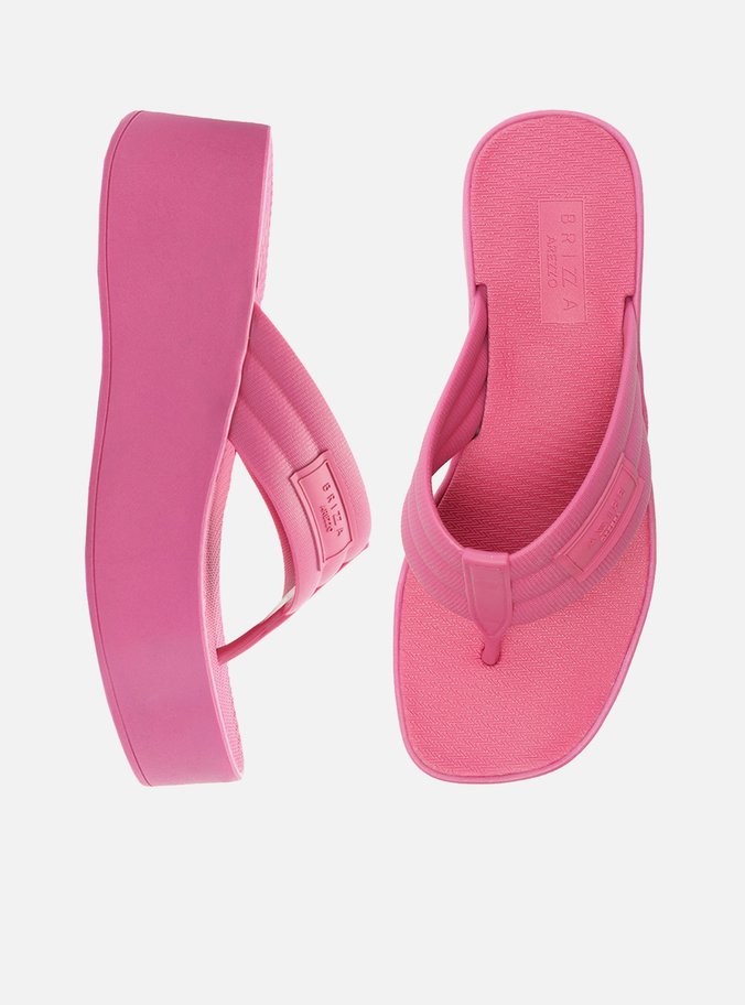 Sandália Rosa Flatform Tiras Brizza