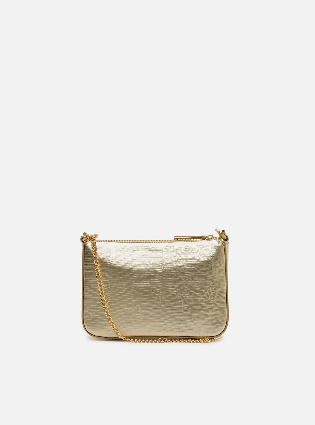 Bolsa Tiracolo Dourada Couro Pequena Corrente — foto 3