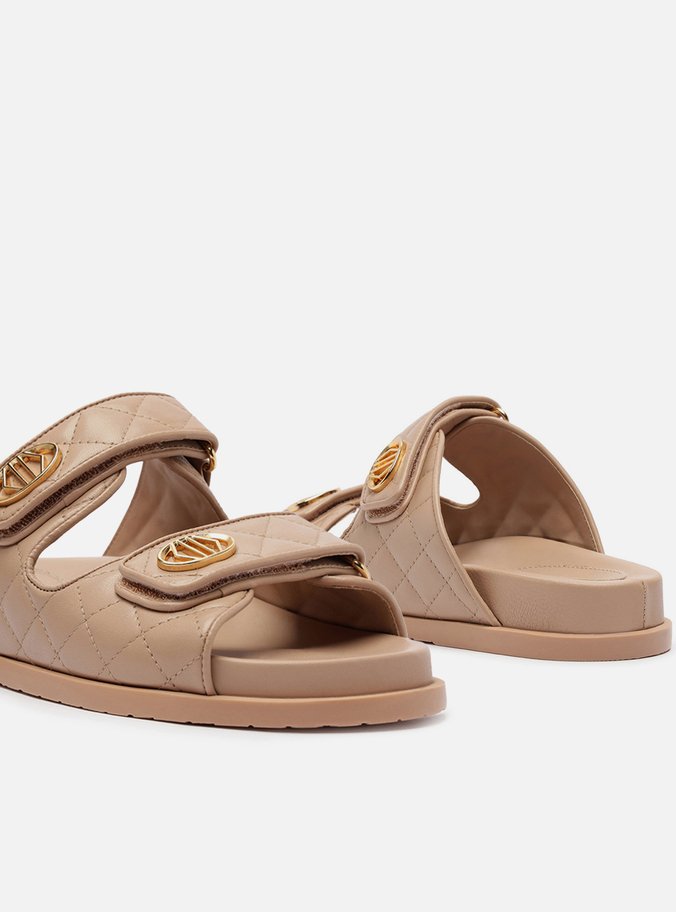 Sandália Papete Soft Couro Matelassê Velcro