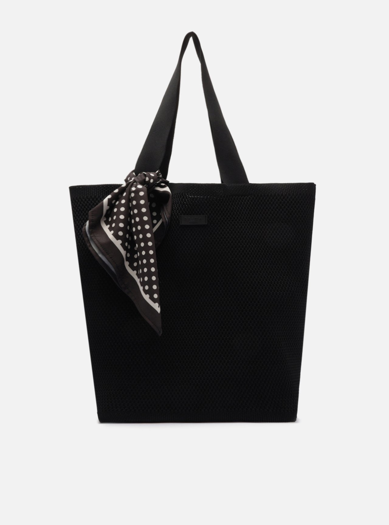 Bolsa Shopping Preta Crochê Grande Lenço Brizza — foto 1
