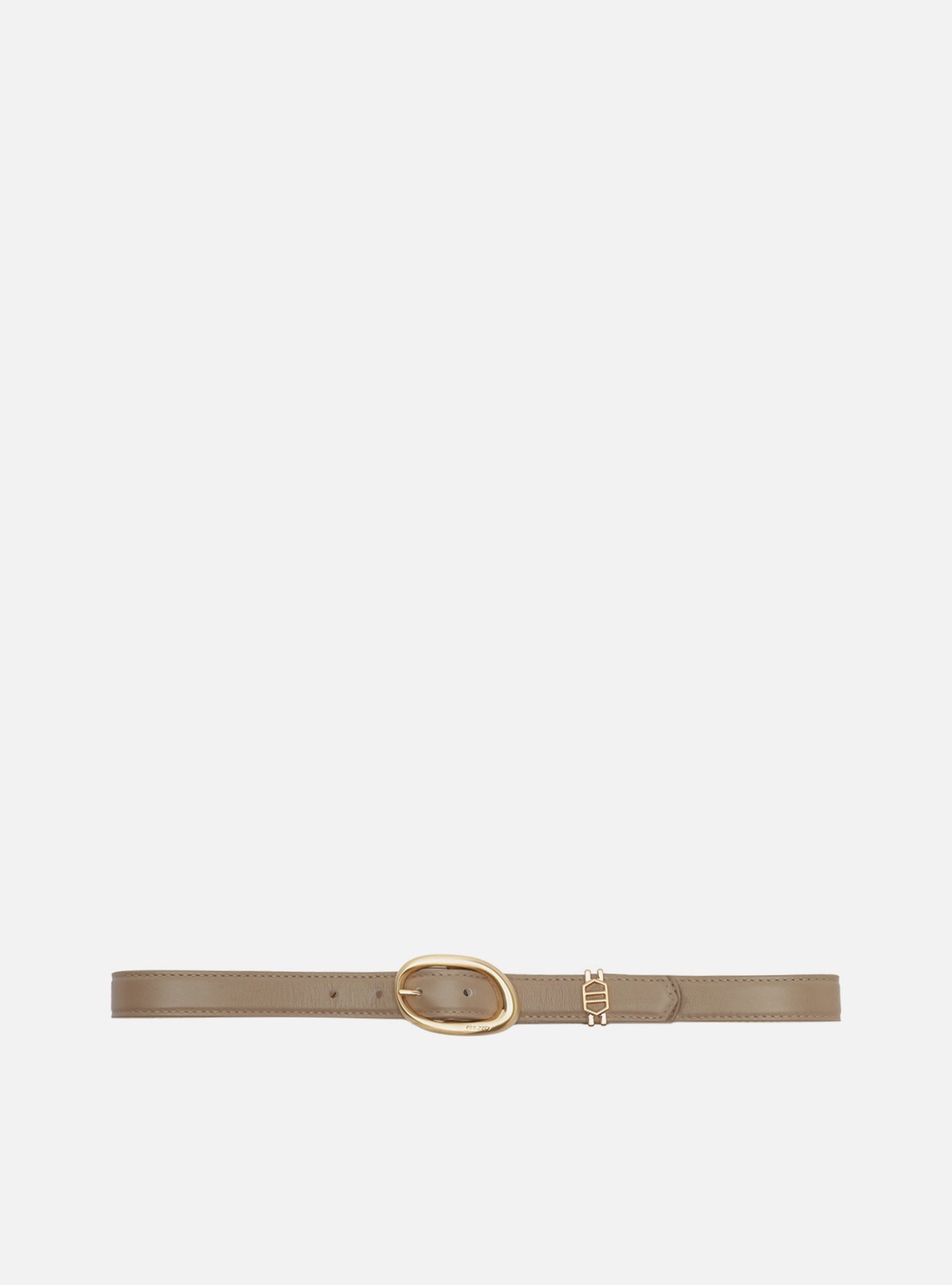 Cinto Cinza Couro Fivela Oval Dourado — foto 1