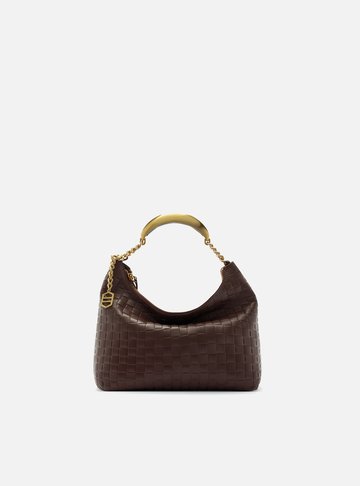 Bolsa Hobo Marrom Couro Tressê Pequena Silvia Braz
