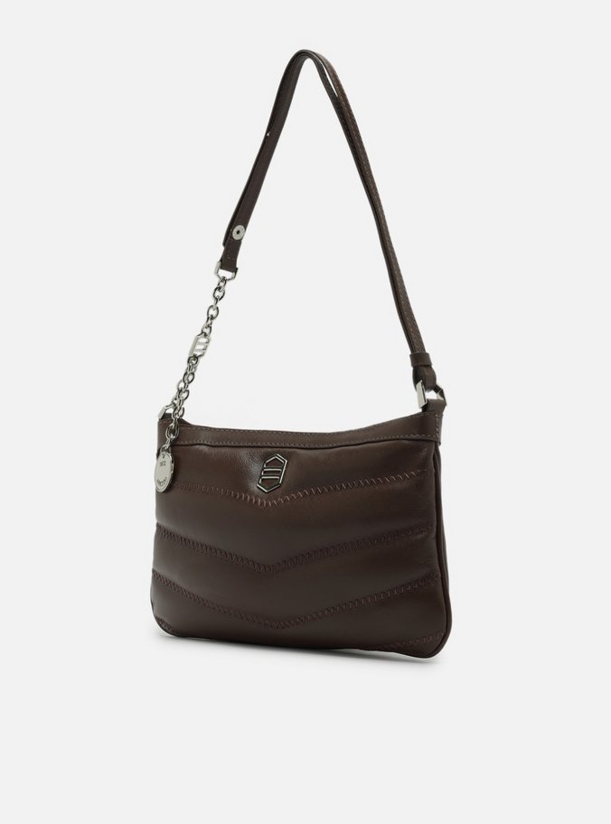 Bolsa Tiracolo Marrom Couro Média Costuras