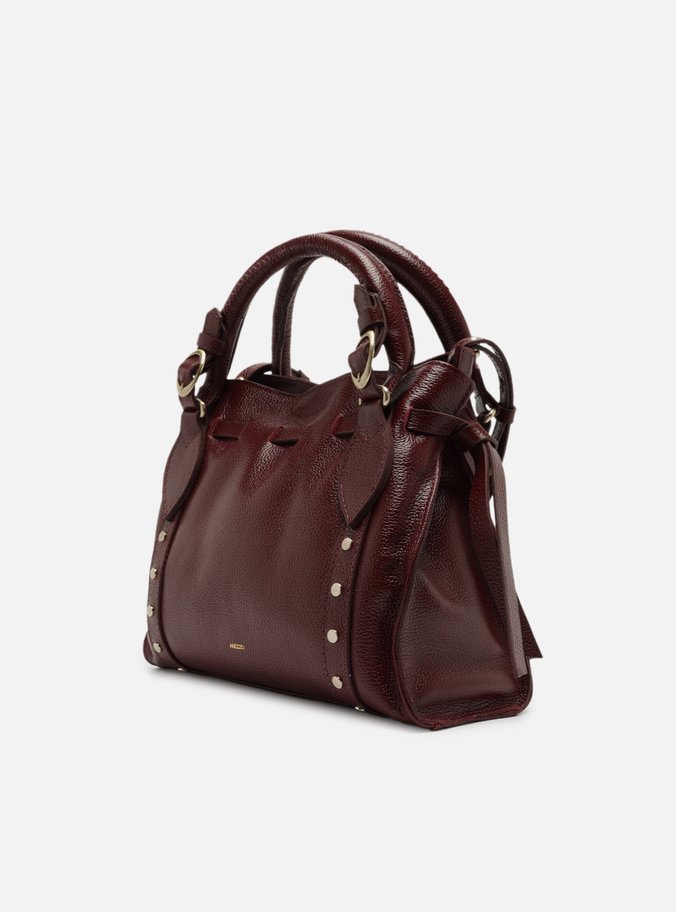 Bolsa Tote Vermelha Couro Média Rebites