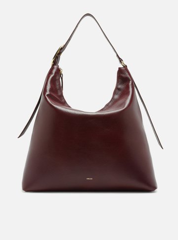 Bolsa Hobo Vermelha Couro Grande Básica