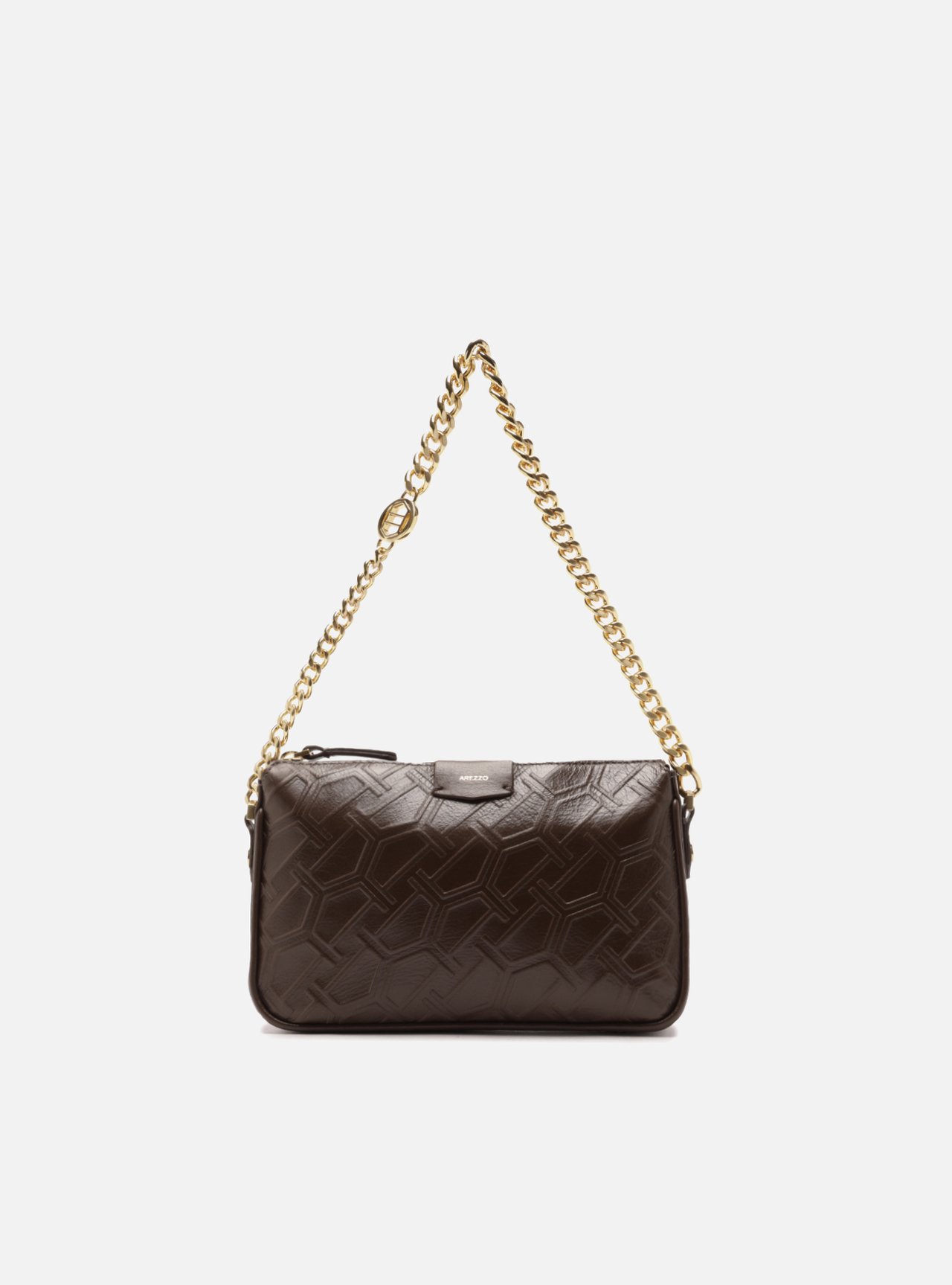 Bolsa Tiracolo Marrom Couro Pequena Corrente