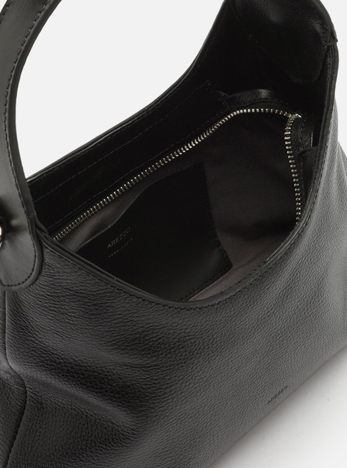 Bolsa Tiracolo Preta Couro Média Alça Dupla